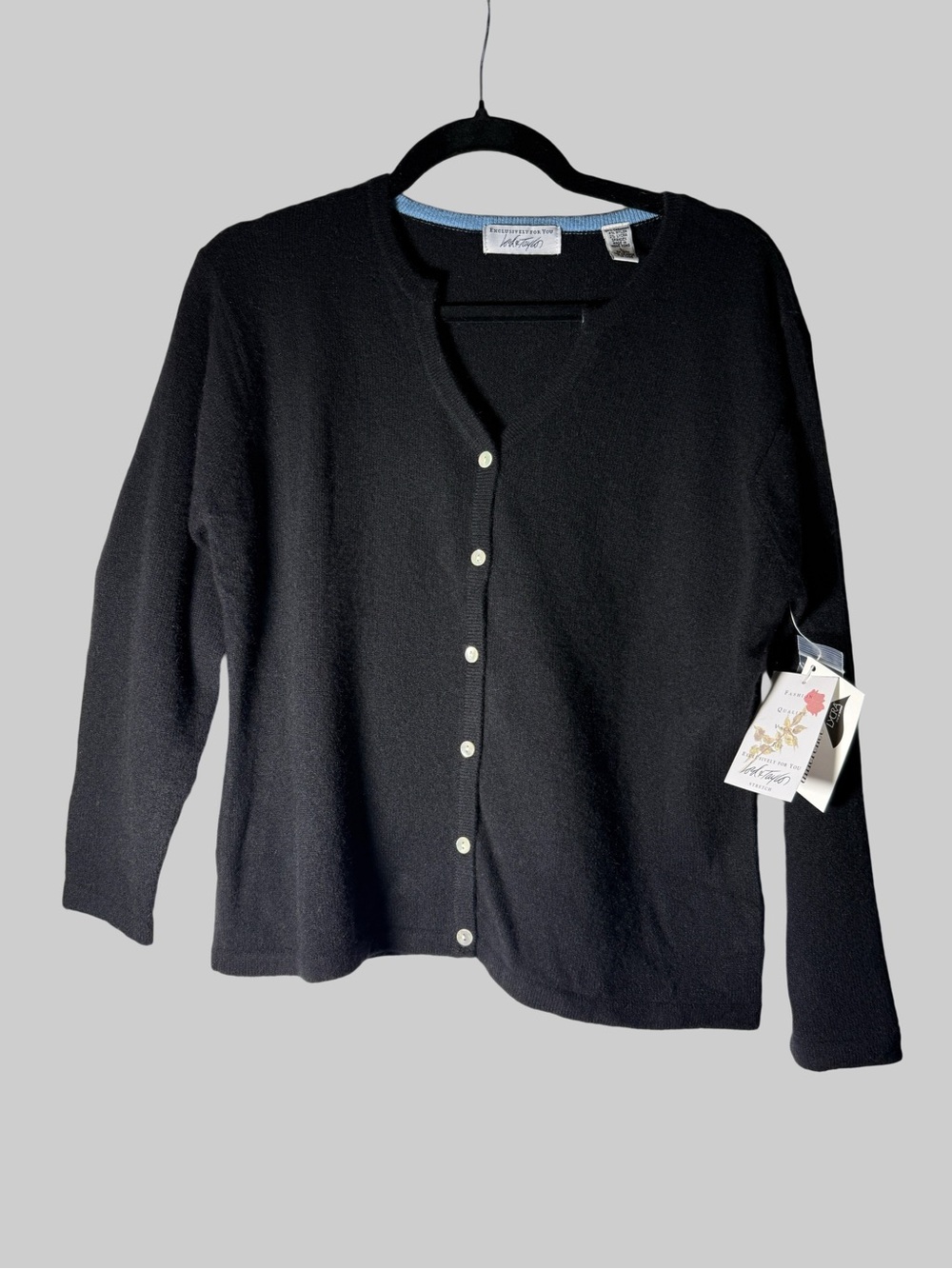Lord & Taylor Cashmere Black Women's Button-Front Cardigan